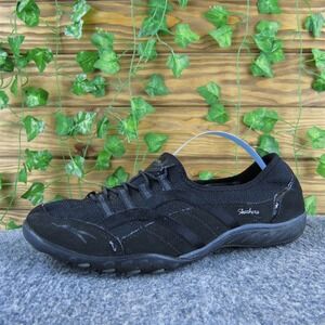 SKECHERS Women Bungee Biker Slip-On Black Leather Sz 8.5 Medium  Used 2025